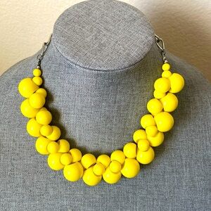 Vintage 90s Yellow Lucite Balls Statement Necklace